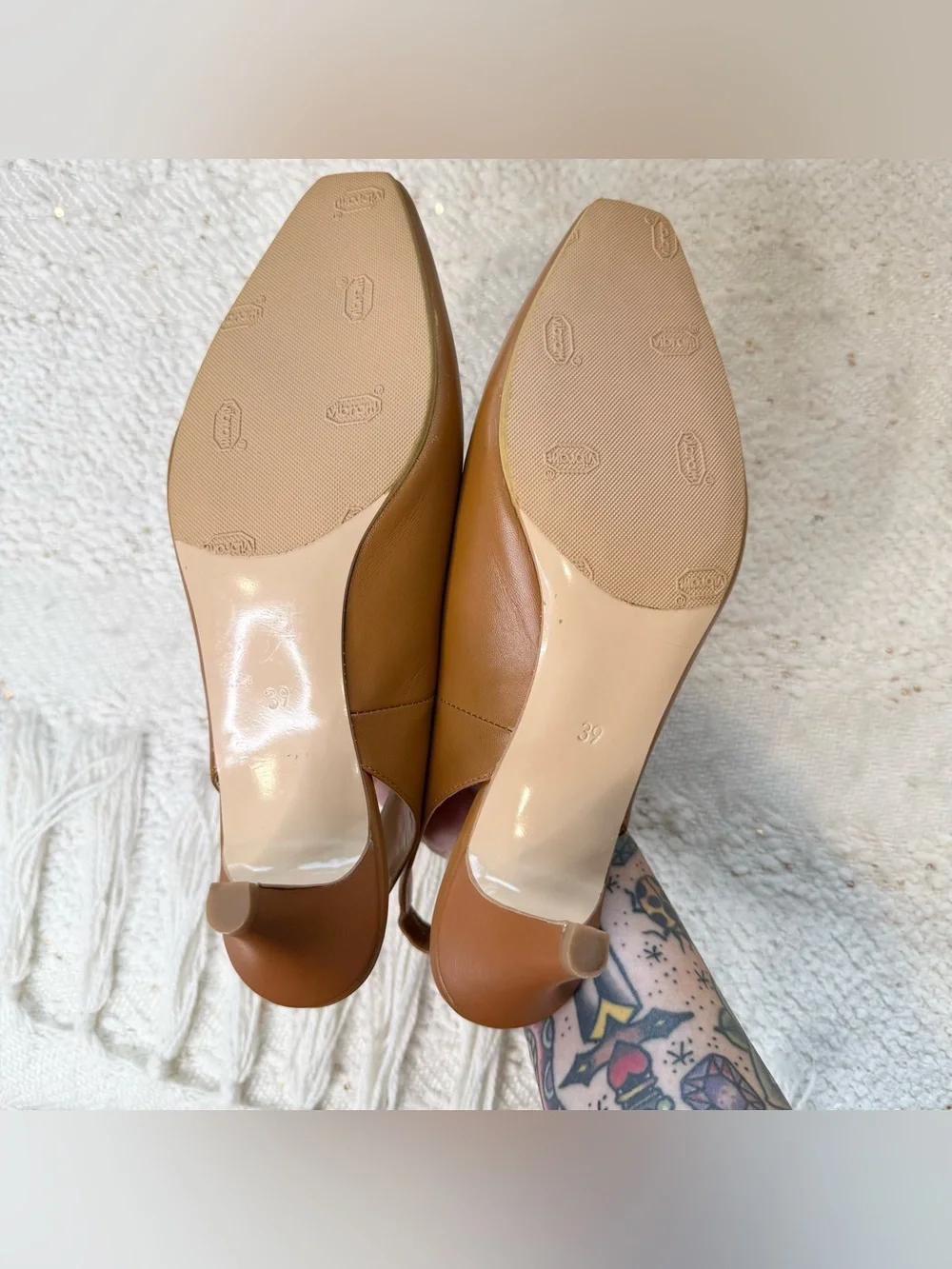 Kachorovska heels light brown leather slingback dress shoes size 8